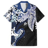 Monstera Plumeria Flowers Blue Family Matching Off Shoulder Maxi Dress and Hawaiian Shirt Polynesian Pattern