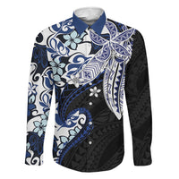 Monstera Plumeria Flowers Blue Family Matching Puletasi and Hawaiian Shirt Polynesian Pattern