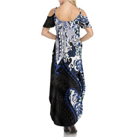 Monstera Plumeria Flowers Blue Family Matching Summer Maxi Dress and Hawaiian Shirt Polynesian Pattern