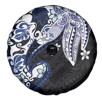Monstera Plumeria Flowers Blue Spare Tire Cover Polynesian Pattern