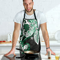 Monstera Plumeria Flowers Green Apron Polynesian Pattern