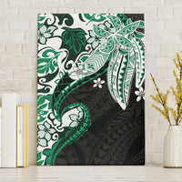 Monstera Plumeria Flowers Green Canvas Wall Art Polynesian Pattern