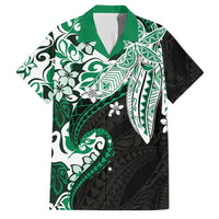 Monstera Plumeria Flowers Green Family Matching Off Shoulder Short Dress and Hawaiian Shirt Polynesian Pattern