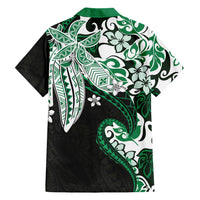 Monstera Plumeria Flowers Green Family Matching Summer Maxi Dress and Hawaiian Shirt Polynesian Pattern
