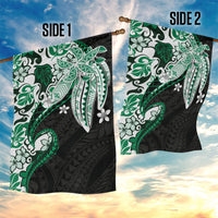 Monstera Plumeria Flowers Green Garden Flag Polynesian Pattern