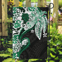 Monstera Plumeria Flowers Green Garden Flag Polynesian Pattern