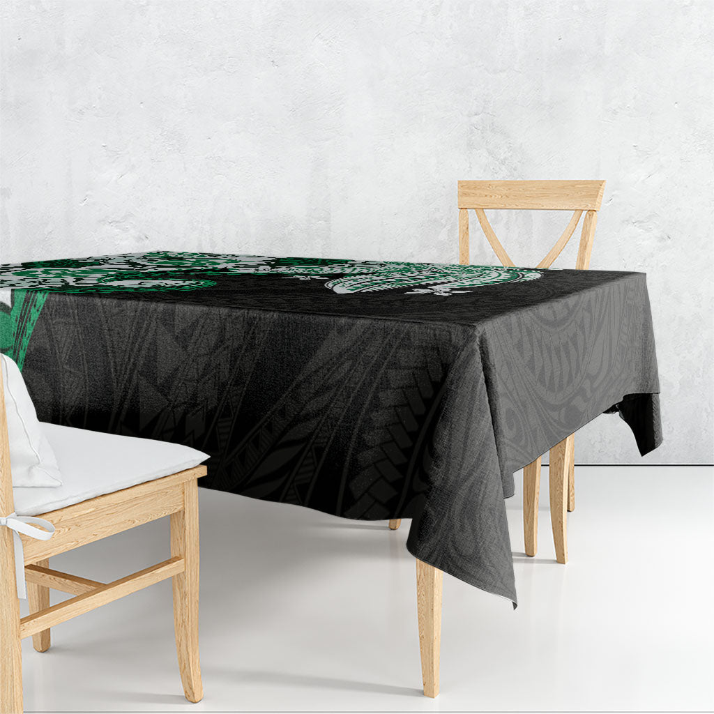Monstera Plumeria Flowers Green Tablecloth Polynesian Pattern
