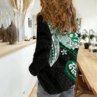 Monstera Plumeria Flowers Green Women Casual Shirt Polynesian Pattern LT01 - Polynesian Pride