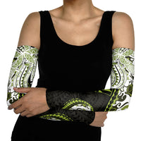 Monstera Plumeria Flowers Olive Green Arm Sleeves Polynesian Pattern