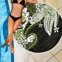 Monstera Plumeria Flowers Olive Green Beach Blanket Polynesian Pattern