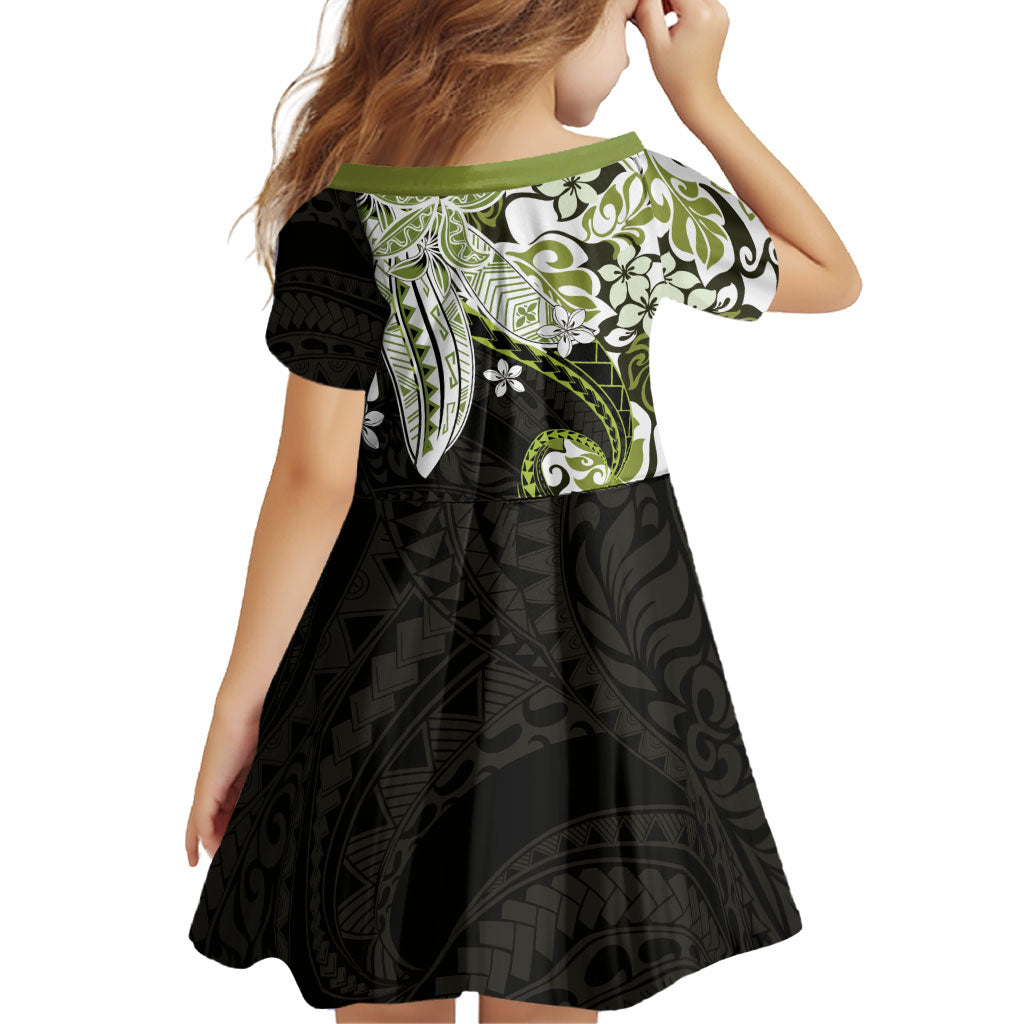Monstera Plumeria Flowers Olive Green Family Matching Off Shoulder Maxi Dress and Hawaiian Shirt Polynesian Pattern