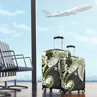 Monstera Plumeria Flowers Olive Green Luggage Cover Polynesian Pattern