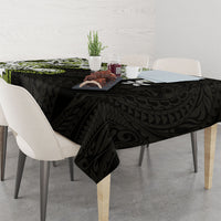 Monstera Plumeria Flowers Olive Green Tablecloth Polynesian Pattern