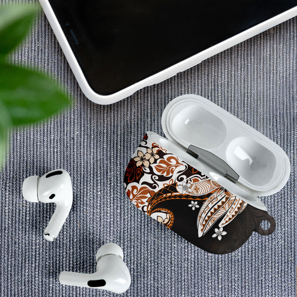 Monstera Plumeria Flowers Orange AirPods Case Polynesian Pattern LT01 - Polynesian Pride