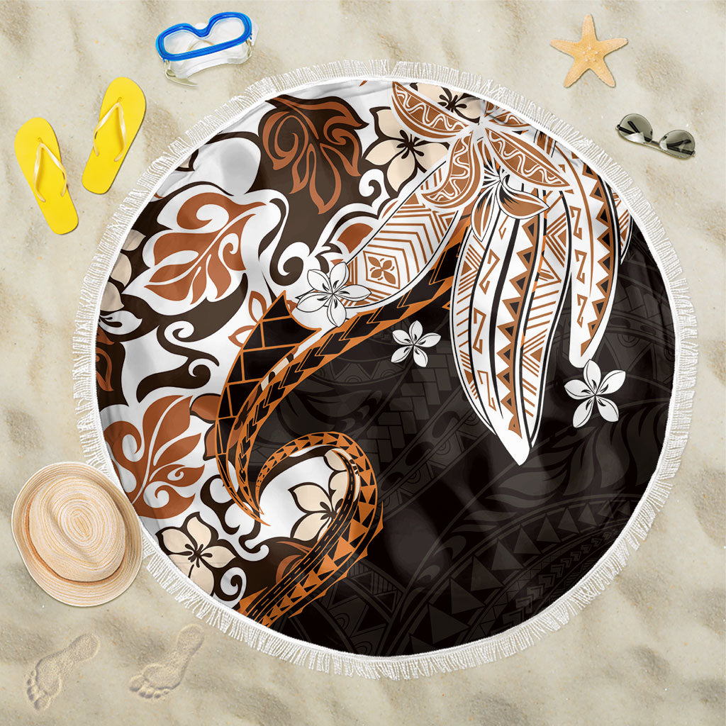 Monstera Plumeria Flowers Orange Beach Blanket Polynesian Pattern