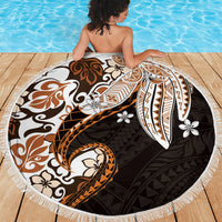 Monstera Plumeria Flowers Orange Beach Blanket Polynesian Pattern LT01 - Polynesian Pride