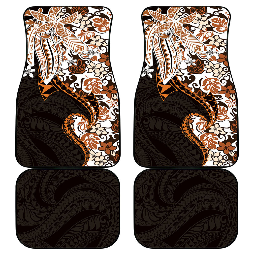 Monstera Plumeria Flowers Orange Car Mats Polynesian Pattern LT01 - Polynesian Pride