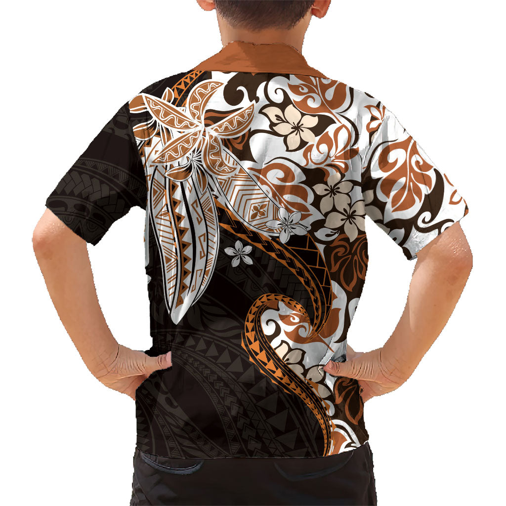 Monstera Plumeria Flowers Orange Family Matching Mermaid Dress and Hawaiian Shirt Polynesian Pattern LT01 - Polynesian Pride