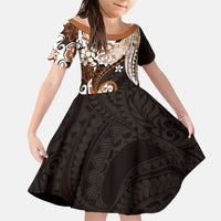 Monstera Plumeria Flowers Orange Family Matching Mermaid Dress and Hawaiian Shirt Polynesian Pattern LT01 Daughter's Dress Orange - Polynesian Pride