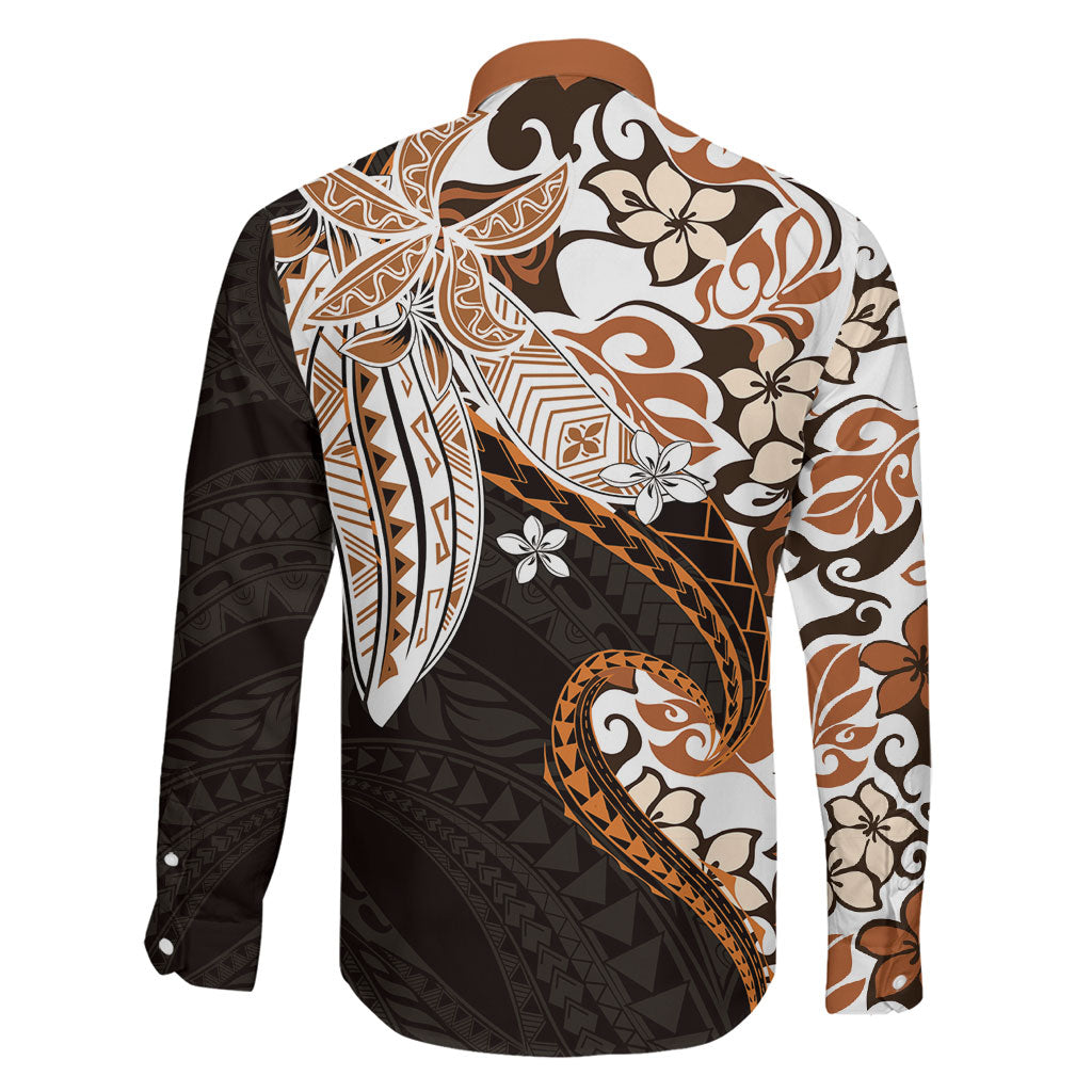 Monstera Plumeria Flowers Orange Family Matching Mermaid Dress and Hawaiian Shirt Polynesian Pattern LT01 - Polynesian Pride