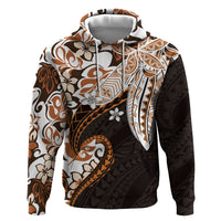 Monstera Plumeria Flowers Orange Hoodie Polynesian Pattern