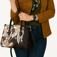 Monstera Plumeria Flowers Orange Leather Bag Polynesian Pattern