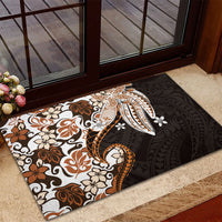 Monstera Plumeria Flowers Orange Rubber Doormat Polynesian Pattern LT01 - Polynesian Pride