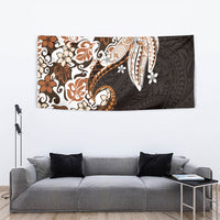 Monstera Plumeria Flowers Orange Tapestry Polynesian Pattern LT01 - Polynesian Pride