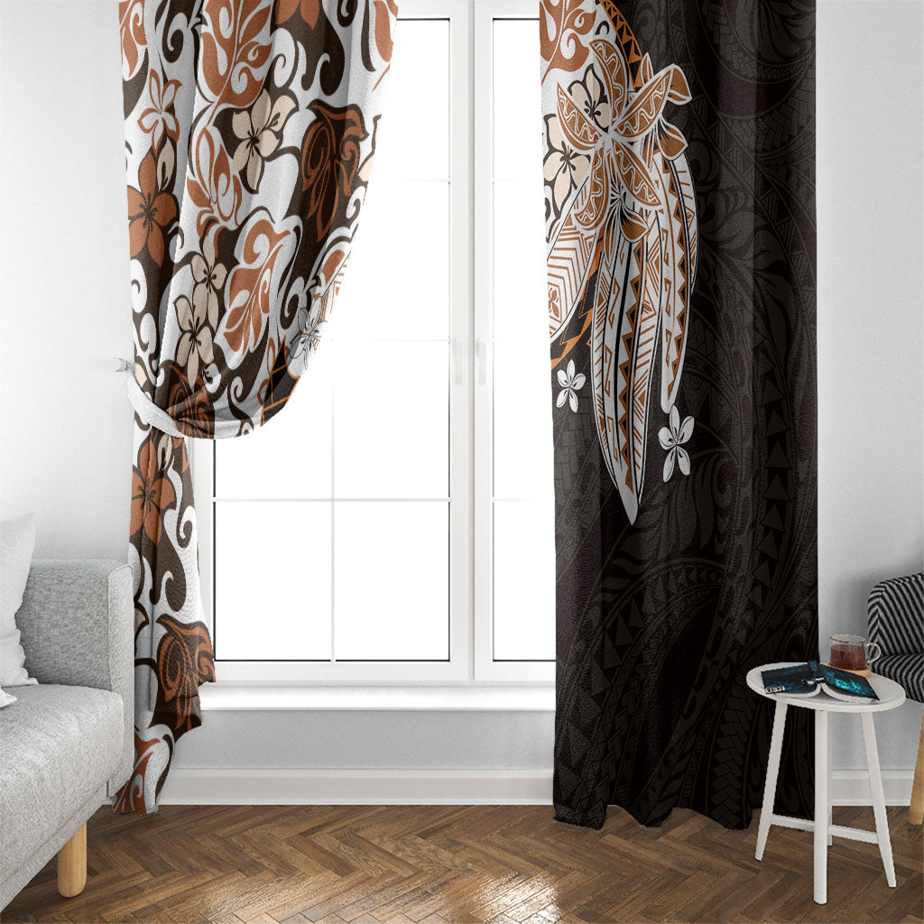 Monstera Plumeria Flowers Orange Window Curtain Polynesian Pattern LT01 - Polynesian Pride