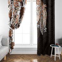 Monstera Plumeria Flowers Orange Window Curtain Polynesian Pattern LT01 - Polynesian Pride