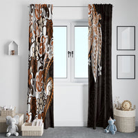 Monstera Plumeria Flowers Orange Window Curtain Polynesian Pattern LT01 - Polynesian Pride