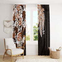 Monstera Plumeria Flowers Orange Window Curtain Polynesian Pattern LT01 - Polynesian Pride