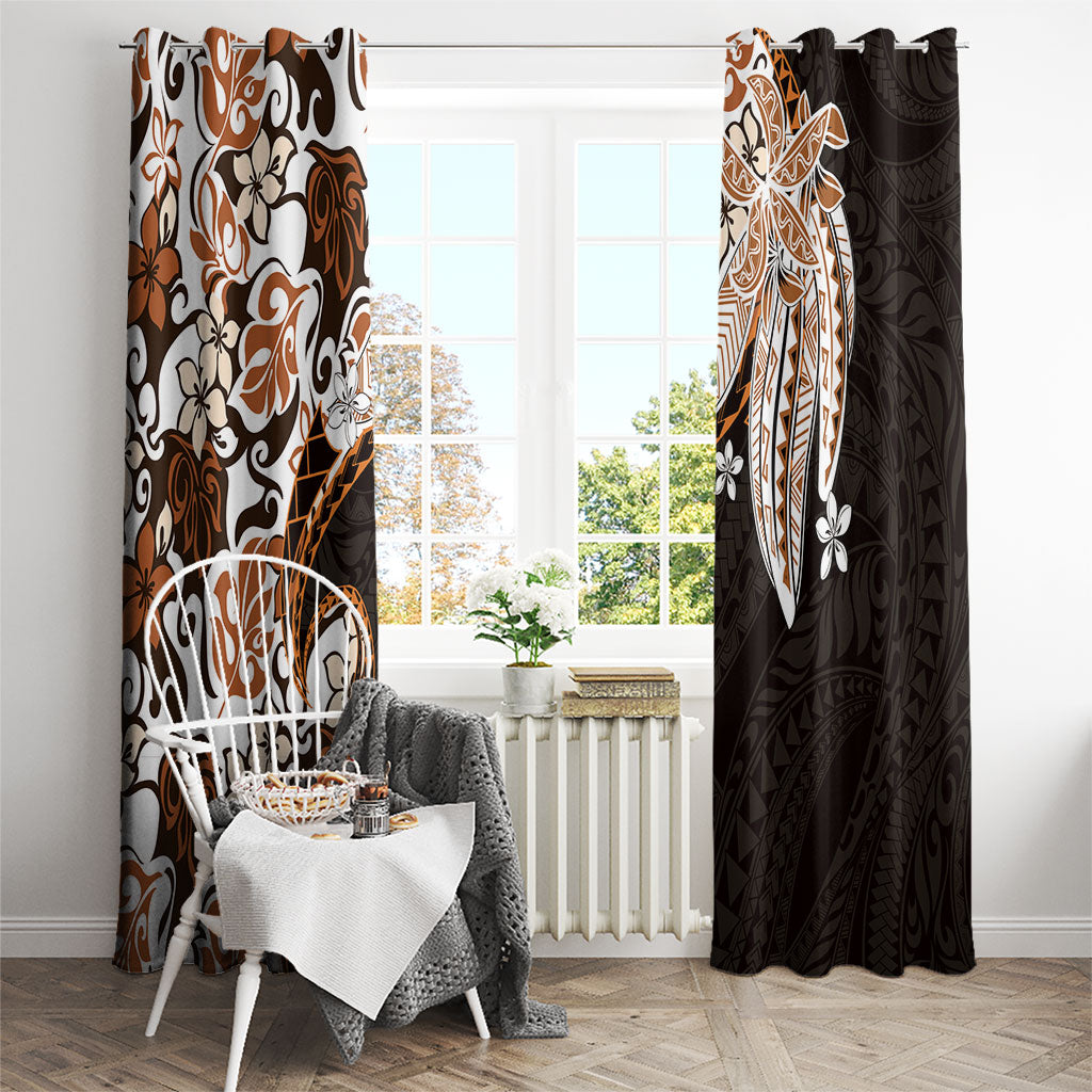 Monstera Plumeria Flowers Orange Window Curtain Polynesian Pattern LT01 - Polynesian Pride