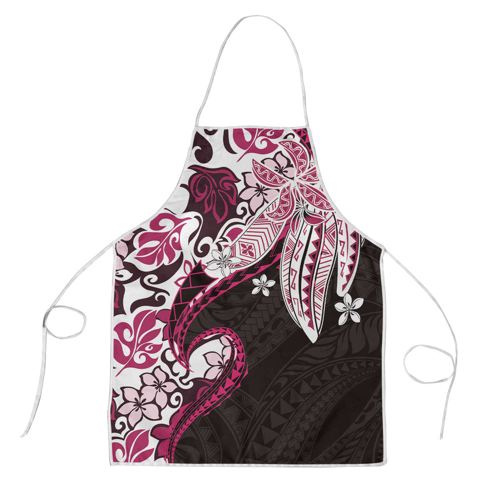 Monstera Plumeria Flowers Pink Apron Polynesian Pattern