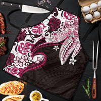 Monstera Plumeria Flowers Pink Apron Polynesian Pattern