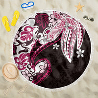 Monstera Plumeria Flowers Pink Beach Blanket Polynesian Pattern LT01 One Size 150cm Pink - Polynesian Pride