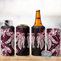 Monstera Plumeria Flowers Pink 4 in 1 Can Cooler Tumbler Polynesian Pattern LT01 - Polynesian Pride