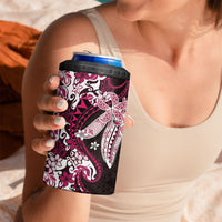 Monstera Plumeria Flowers Pink 4 in 1 Can Cooler Tumbler Polynesian Pattern LT01 - Polynesian Pride