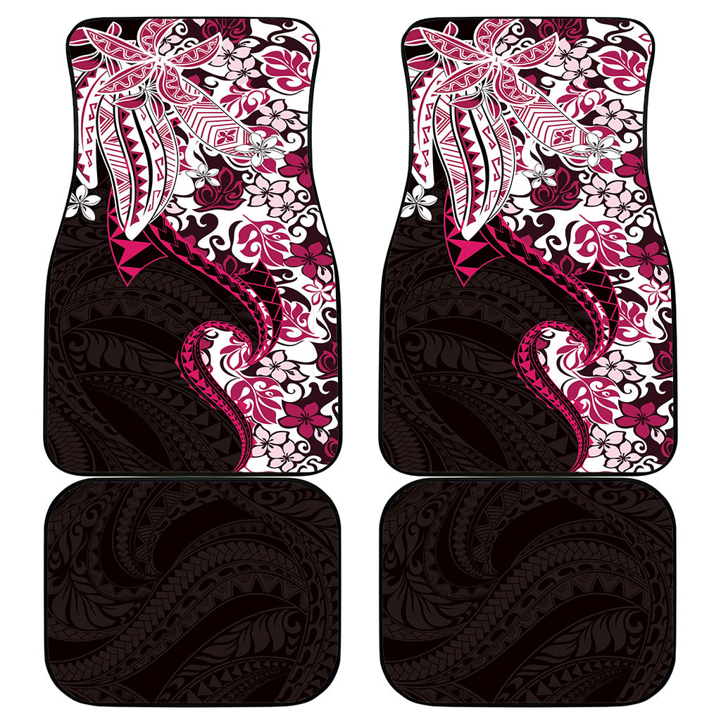 Monstera Plumeria Flowers Pink Car Mats Polynesian Pattern LT01 - Polynesian Pride