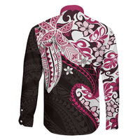 Monstera Plumeria Flowers Pink Family Matching Mermaid Dress and Hawaiian Shirt Polynesian Pattern