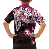 Monstera Plumeria Flowers Pink Family Matching Off Shoulder Maxi Dress and Hawaiian Shirt Polynesian Pattern LT01 - Polynesian Pride