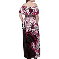 Monstera Plumeria Flowers Pink Family Matching Off Shoulder Maxi Dress and Hawaiian Shirt Polynesian Pattern LT01 - Polynesian Pride
