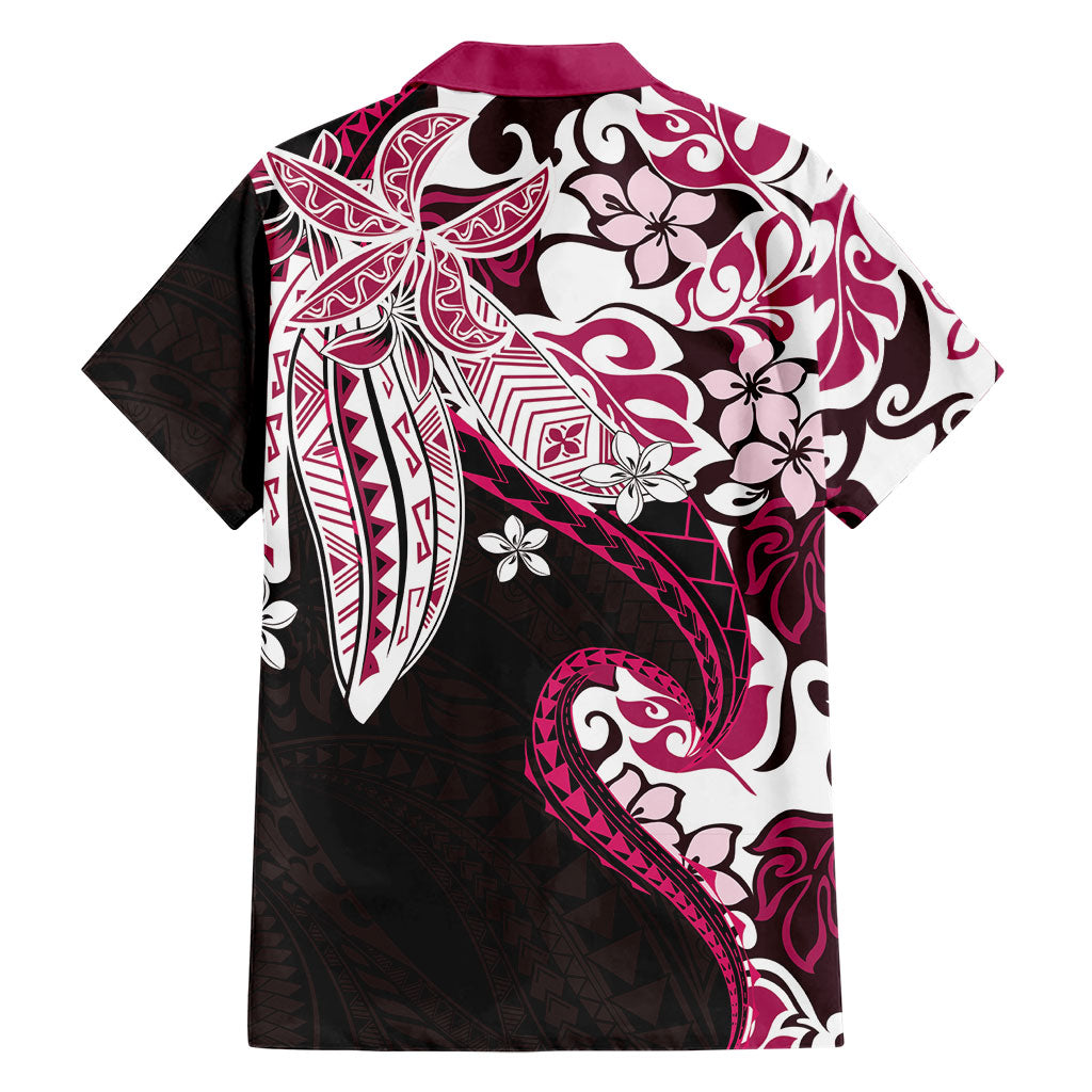 Monstera Plumeria Flowers Pink Family Matching Tank Maxi Dress and Hawaiian Shirt Polynesian Pattern LT01 - Polynesian Pride