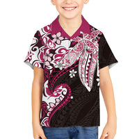 Monstera Plumeria Flowers Pink Family Matching Tank Maxi Dress and Hawaiian Shirt Polynesian Pattern LT01 Son's Shirt Pink - Polynesian Pride