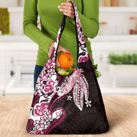 Monstera Plumeria Flowers Pink Grocery Bag Polynesian Pattern LT01 - Polynesian Pride