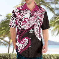 Monstera Plumeria Flowers Pink Hawaiian Shirt Polynesian Pattern