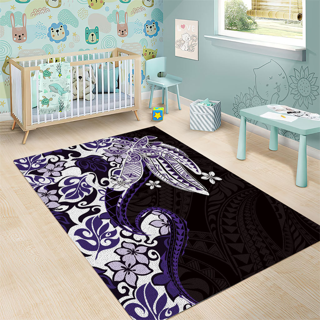 Monstera Plumeria Flowers Purple Area Rug Polynesian Pattern LT01 - Polynesian Pride