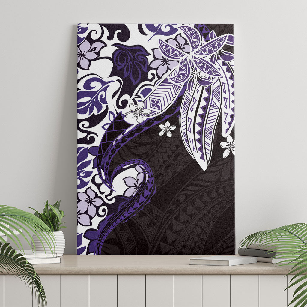 Monstera Plumeria Flowers Purple Canvas Wall Art Polynesian Pattern LT01 - Polynesian Pride