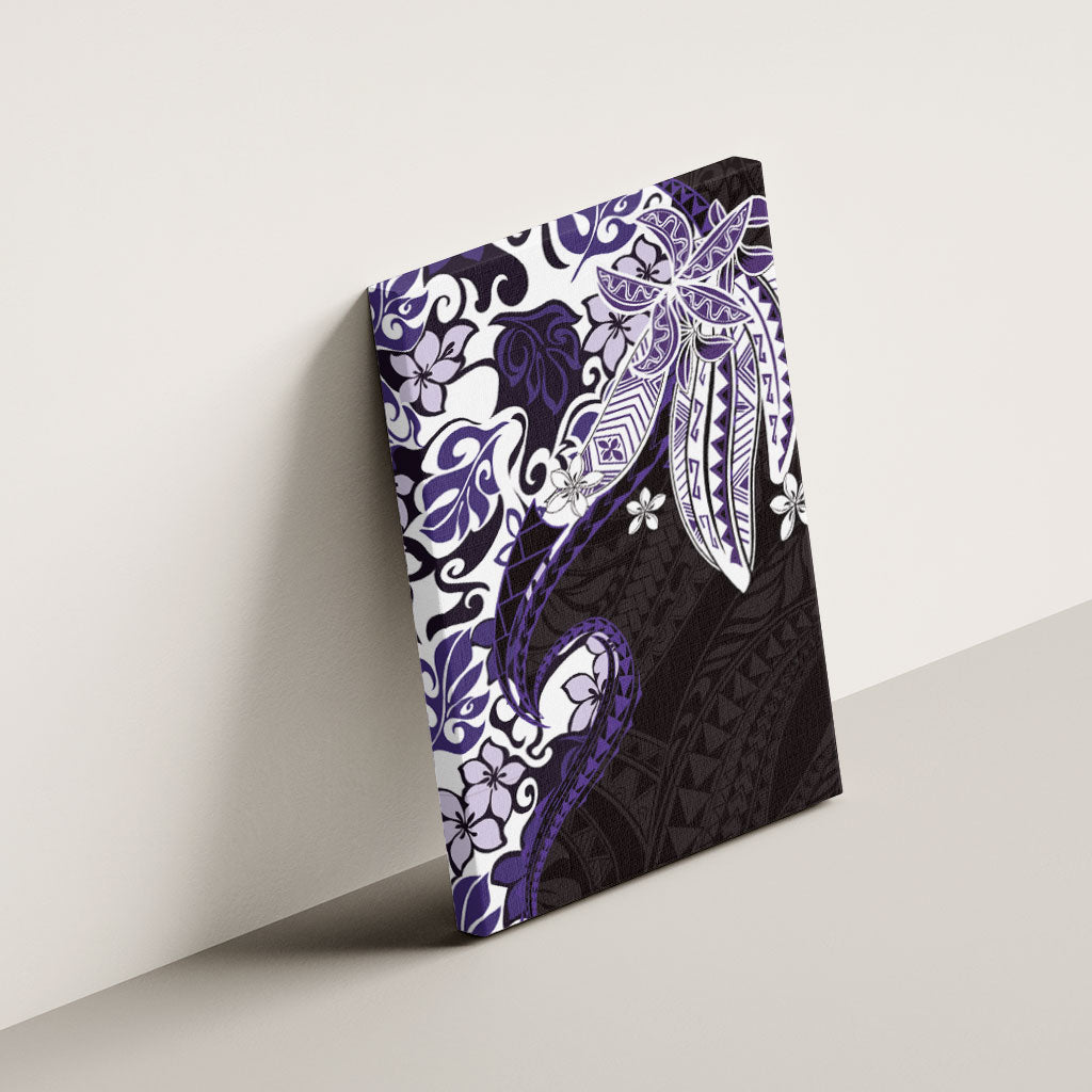 Monstera Plumeria Flowers Purple Canvas Wall Art Polynesian Pattern LT01 - Polynesian Pride