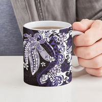 Monstera Plumeria Flowers Purple Ceramic Mug Polynesian Pattern LT01 - Polynesian Pride